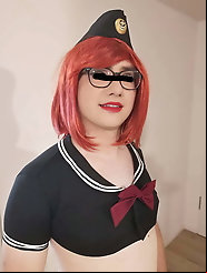 Red haired navy officer sissy